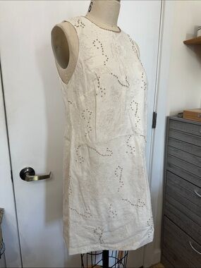 Cream Sleeveless Embellished Mini Dress